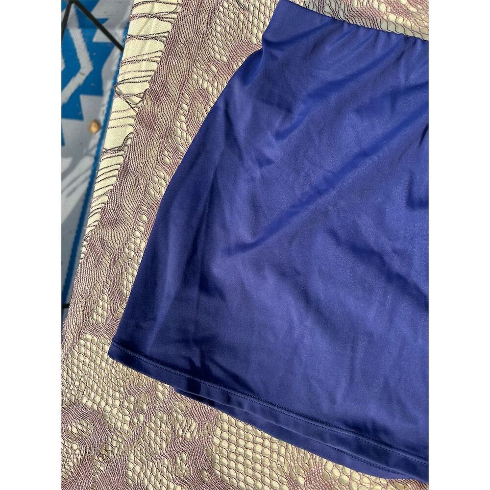 Swim Skirt M Blue Solid with Built-in Briefs - Picture 4 of 8